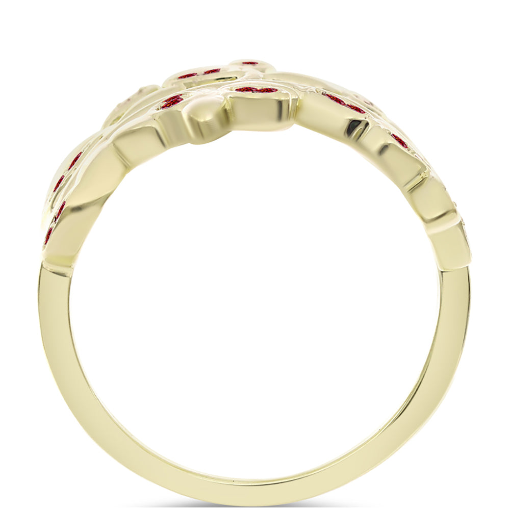 Anillo de Plata Bañada en Oro con Majestuosa moisanita roja 3 