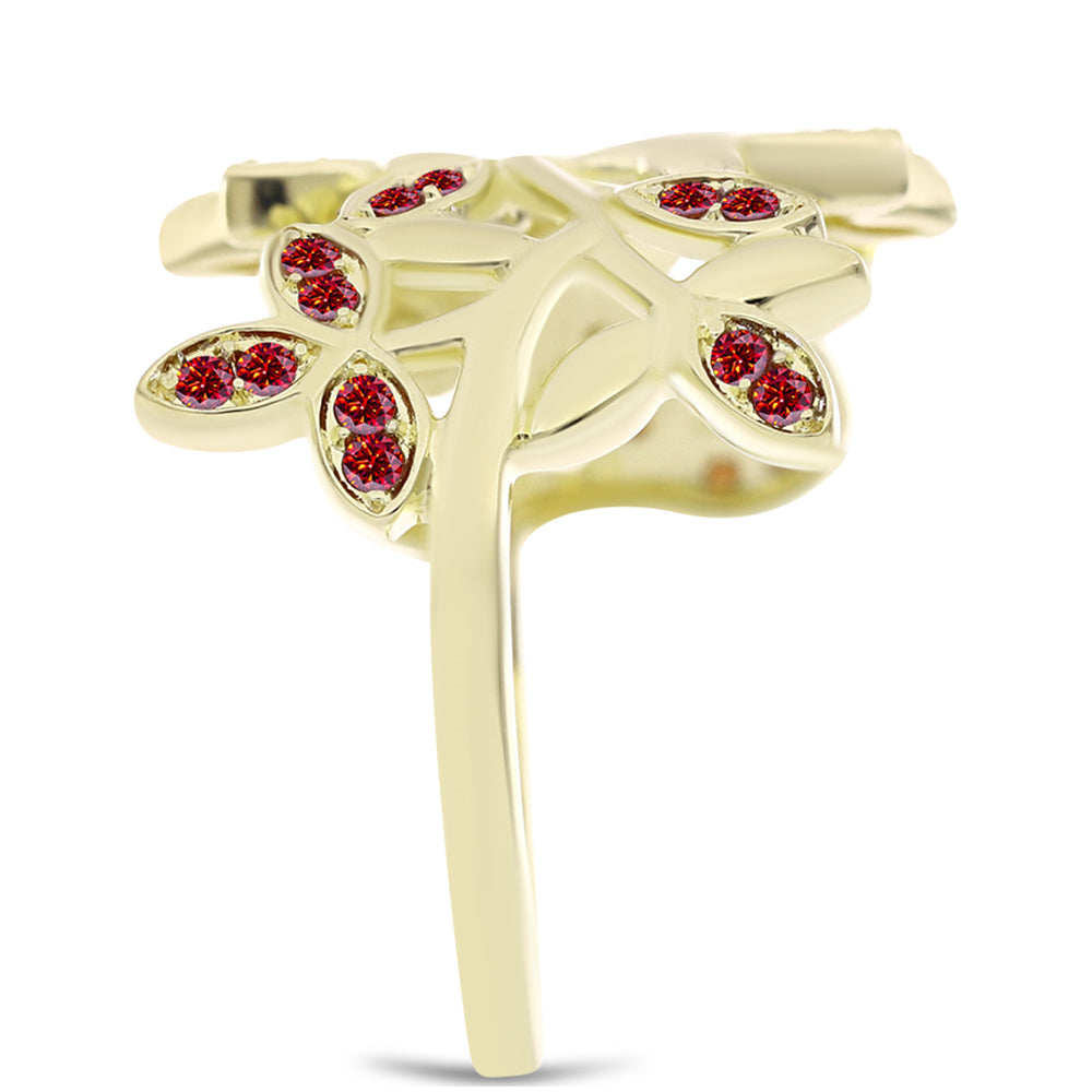 Anillo de Plata Bañada en Oro con Majestuosa moisanita roja 4 