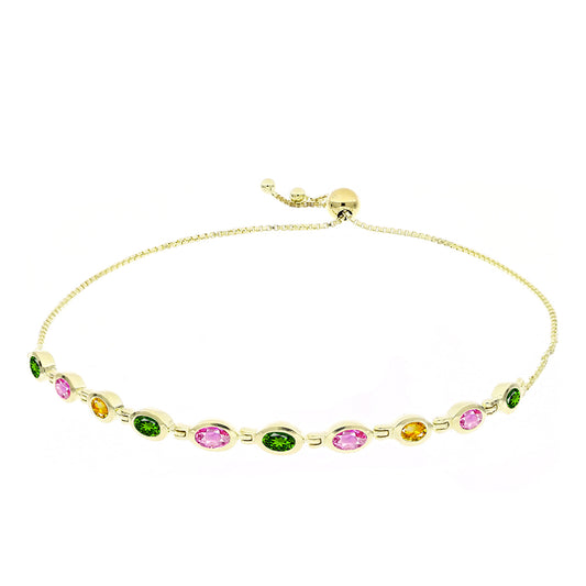Pulsera de Plata Bañada en Oro con Chakra Turmalina