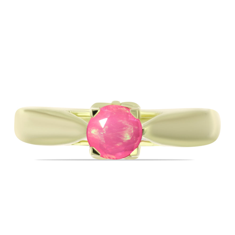 Anillo de Plata Bañada en Oro con Ópalo Rosa Etíope de Lega Dembi 1 