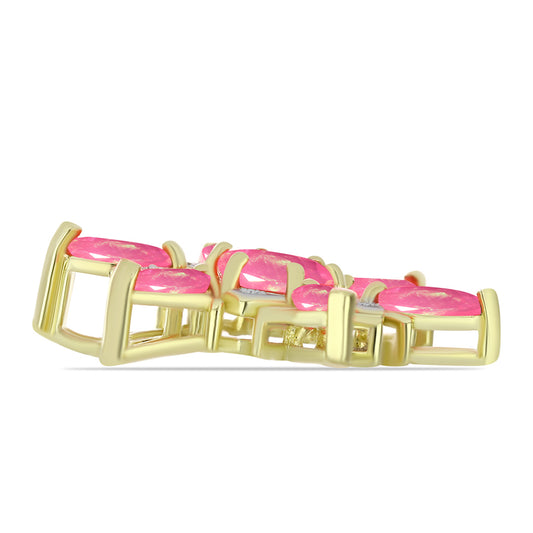 Colgante de Plata Bañada en Oro con Ópalo Rosa Etíope de Lega Dembi y Topacio Blanco