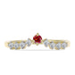 Anillo de Plata Bañada en Oro con Majestuosa moisanita roja y Topacio Blanco