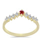 Anillo de Plata Bañada en Oro con Majestuosa moisanita roja y Topacio Blanco