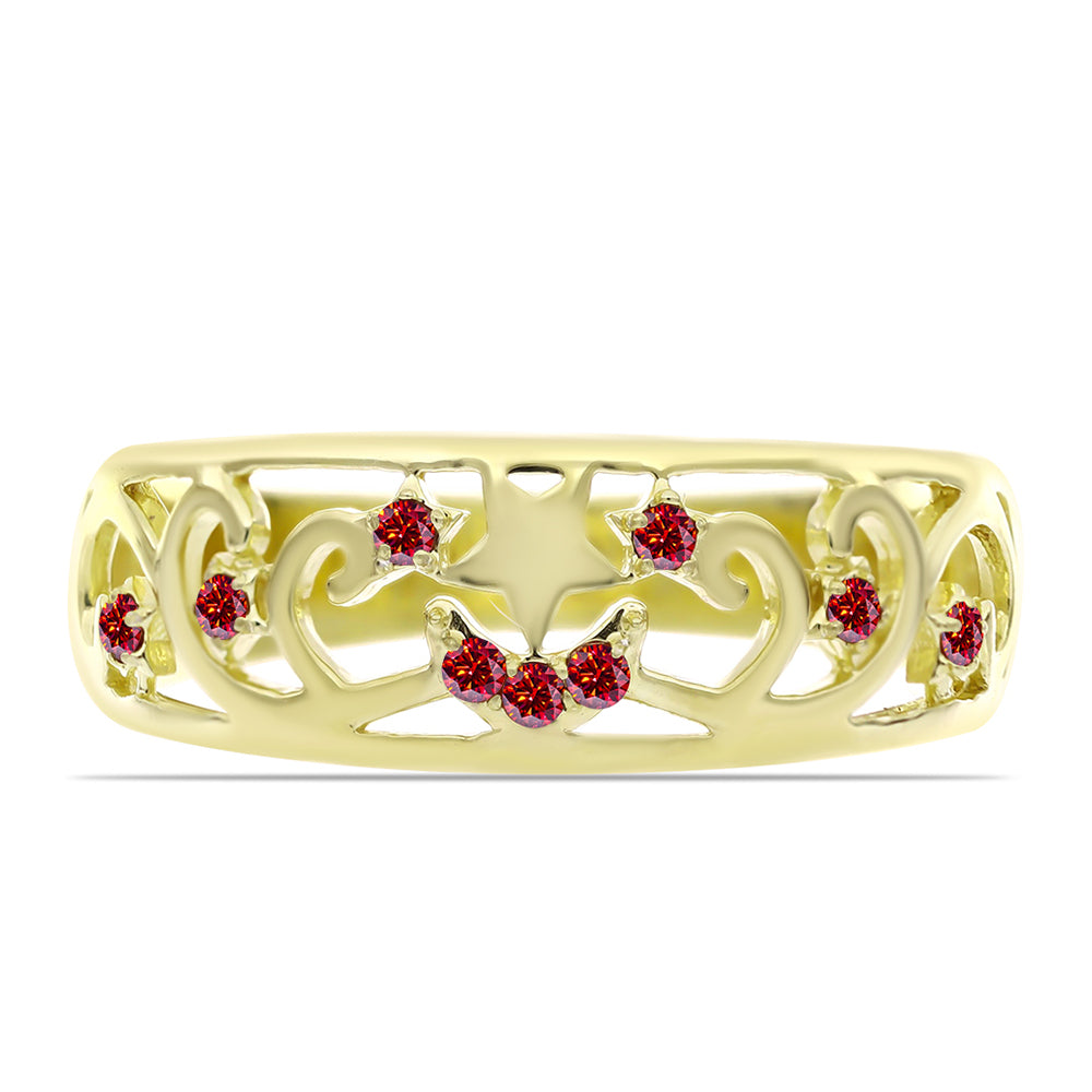 Anillo de Plata Bañada en Oro con Majestuosa moisanita roja 1 