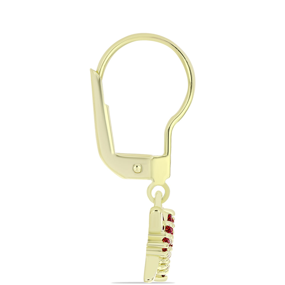 Pendientes de Plata Bañada en Oro con Majestuosa moisanita roja 2 