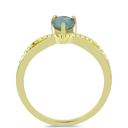 Anillo de Plata Bañada en Oro con Labradorita