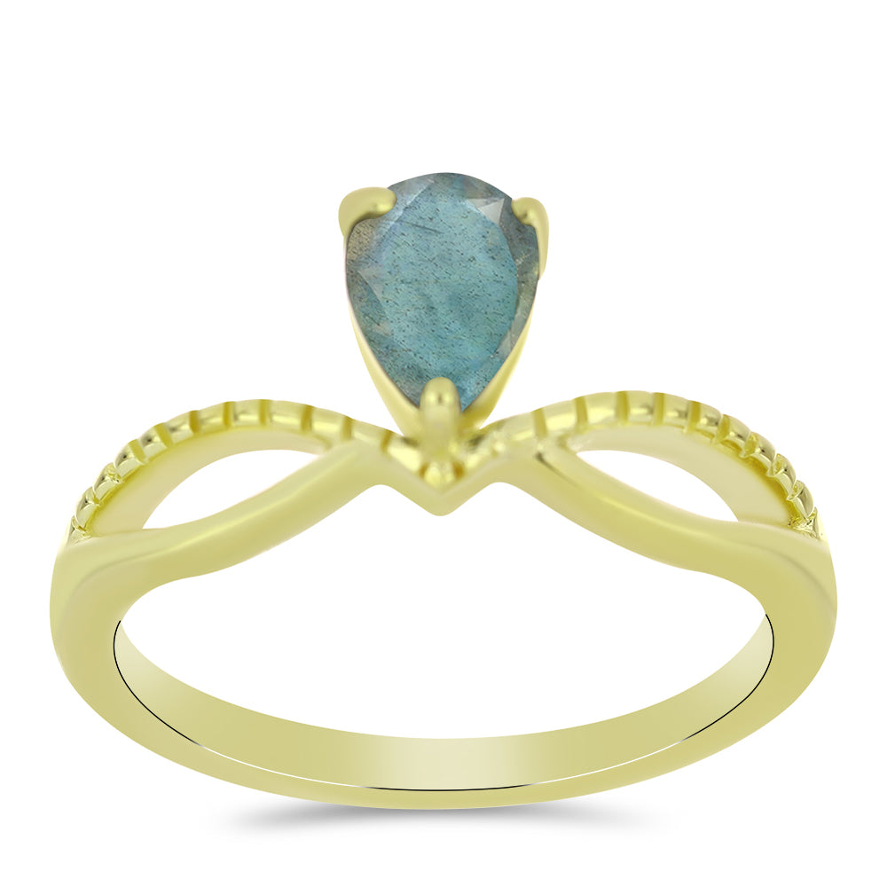 Anillo de Plata Bañada en Oro con Labradorita