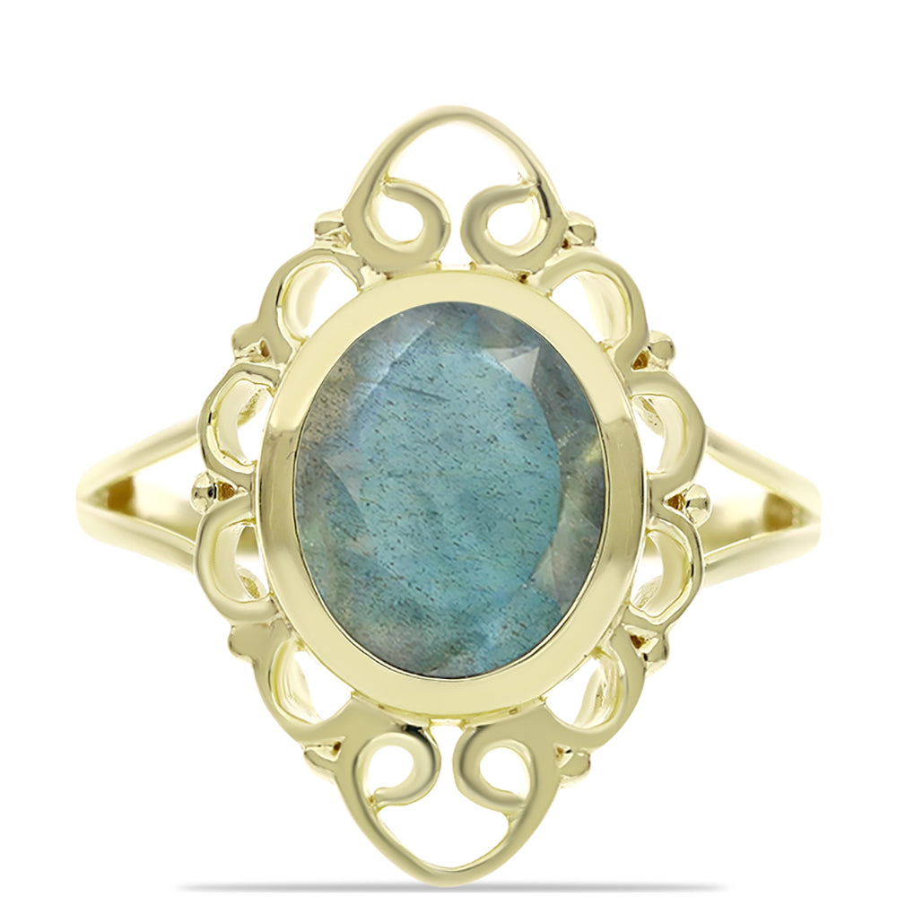 Anillo de Plata Bañada en Oro con Labradorita