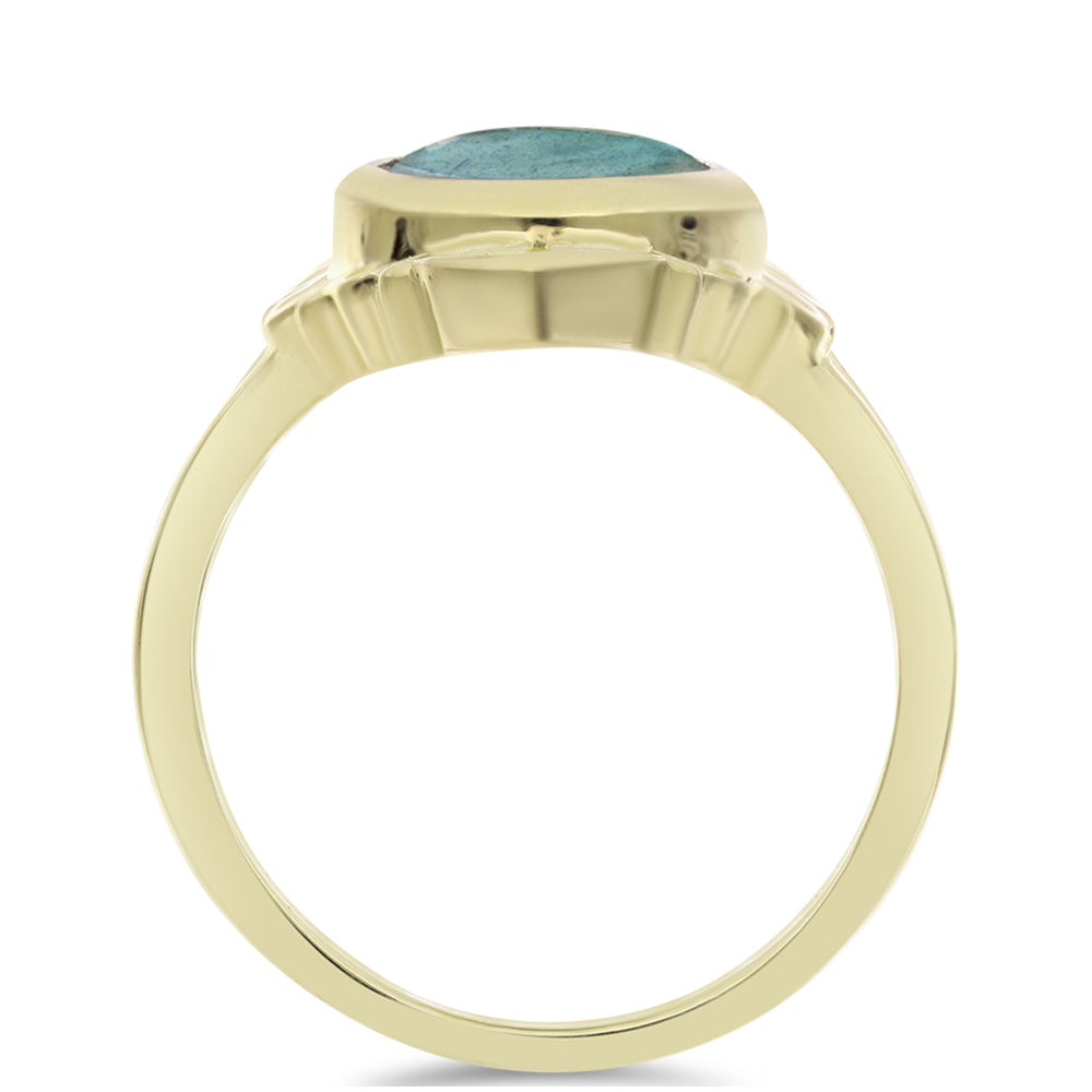Anillo de Plata Bañada en Oro con Labradorita