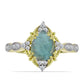 Anillo de Plata Bañada en Oro con Labradorita y Topacio Blanco