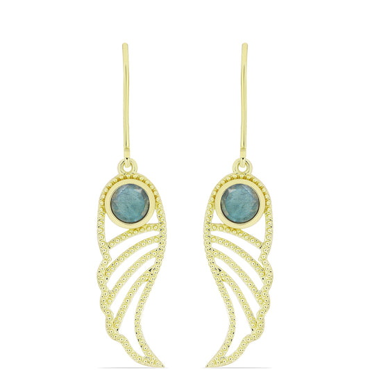 Pendientes de Plata Bañada en Oro con Labradorita