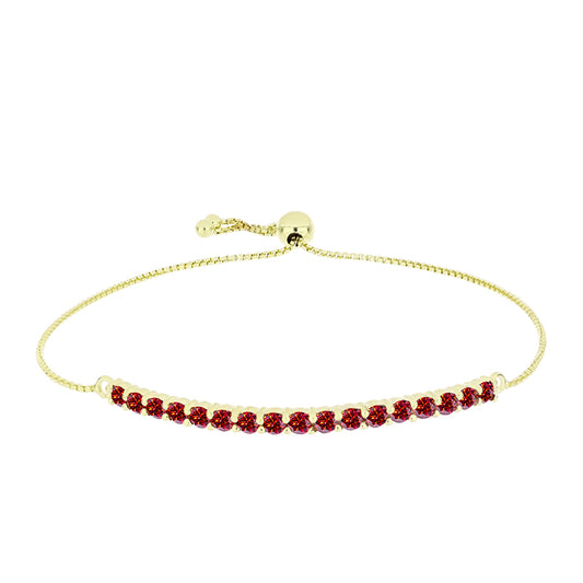 Pulsera de Plata Bañada en Oro con Majestuosa moisanita roja