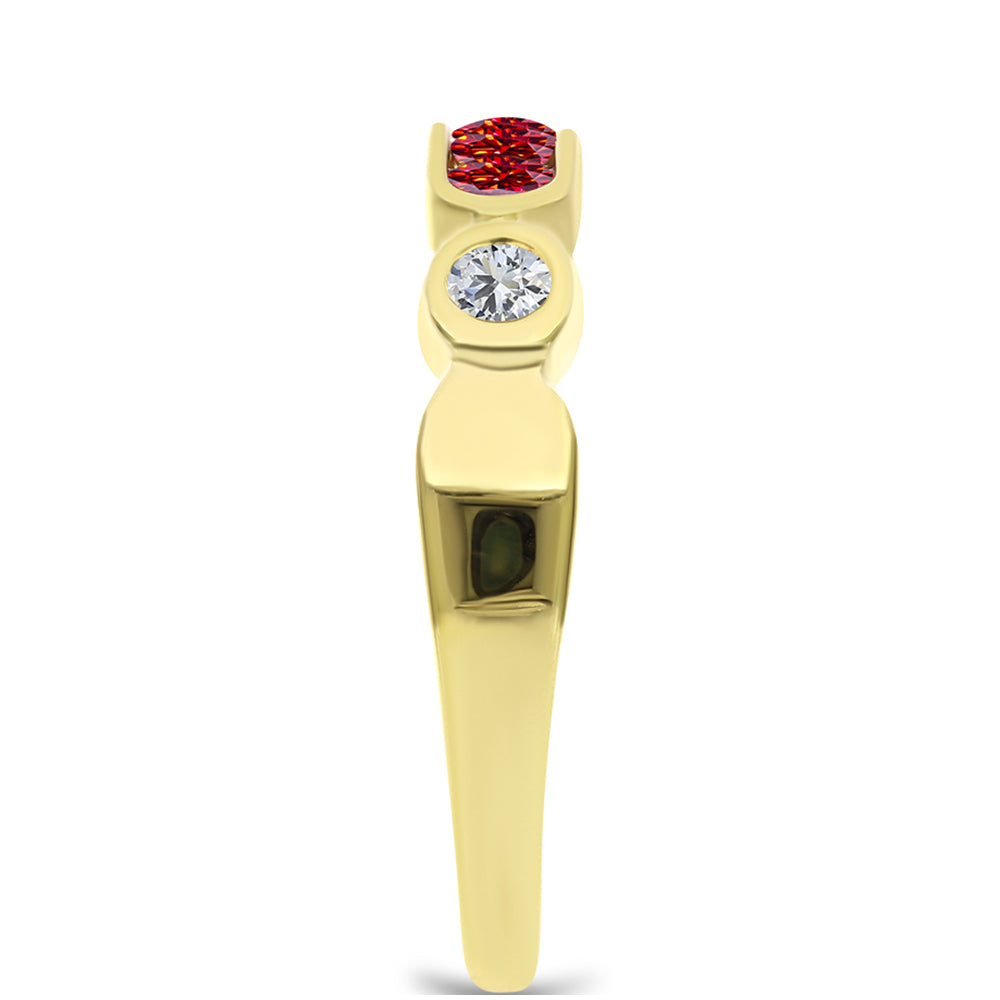 Anillo de Plata Bañada en Oro con Majestuosa moisanita roja y Topacio Blanco 4 