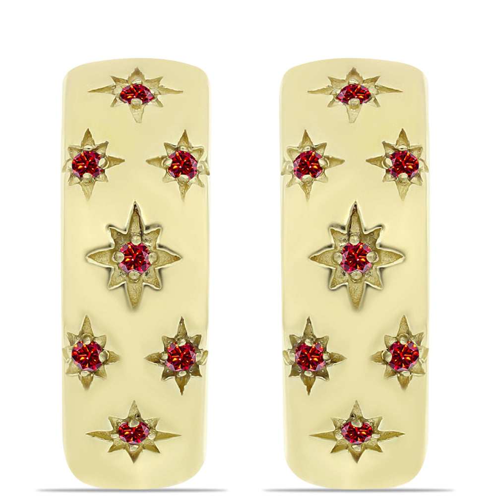 Pendientes de Plata Bañada en Oro con Majestuosa moisanita roja 1 