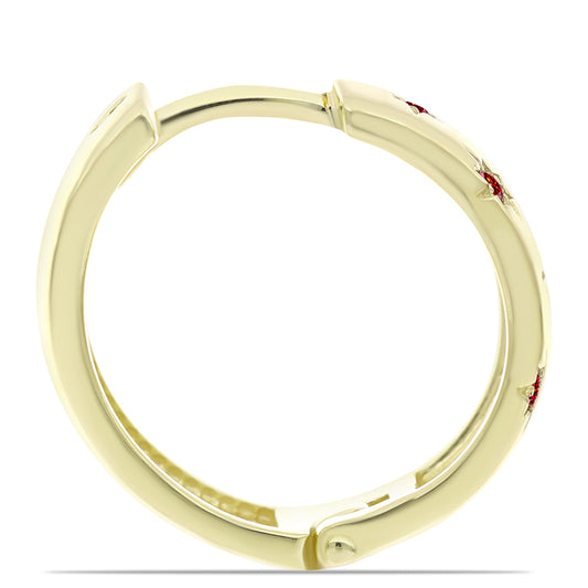 Pendientes de Plata Bañada en Oro con Majestuosa moisanita roja