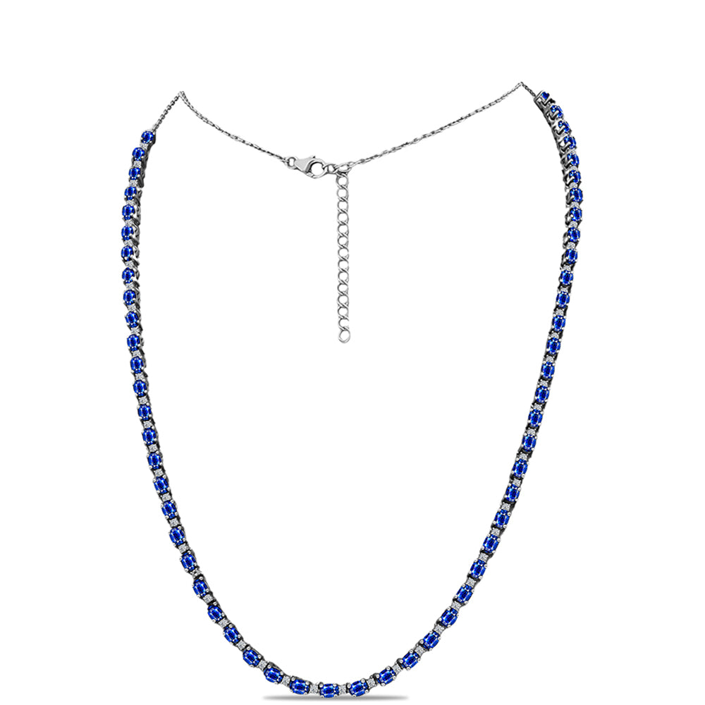 Collar de Plata con Zafiro Azul Australiano y Topacio Blanco 1 
