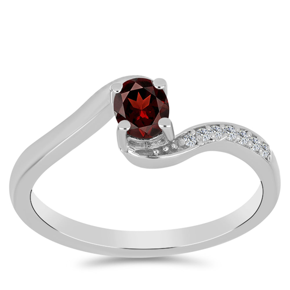 Anillo de Plata con Granate Barton y Topacio Blanco