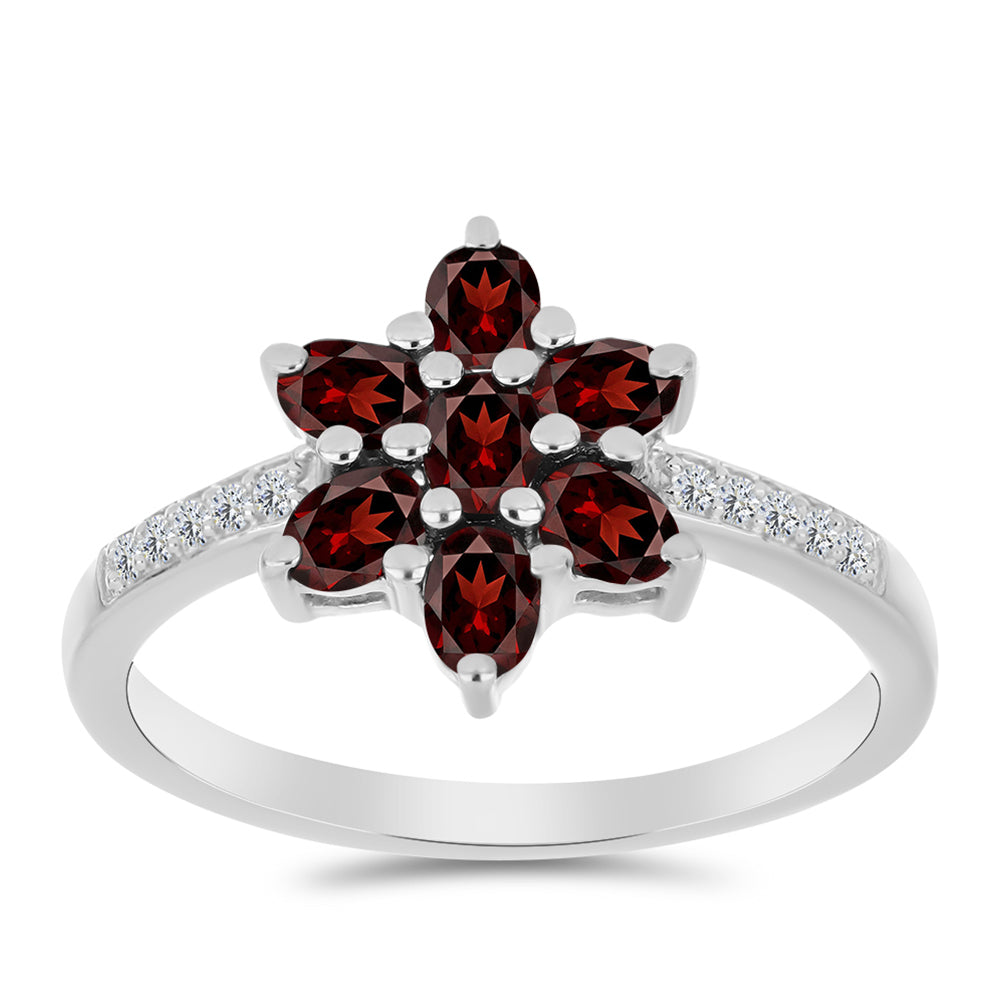 Anillo de Plata con Granate Barton y Topacio Blanco