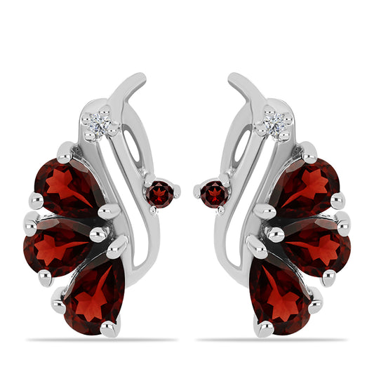 Pendientes de Plata con Granate Barton y Topacio Blanco