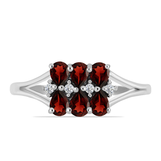 Anillo de Plata con Granate Barton y Topacio Blanco