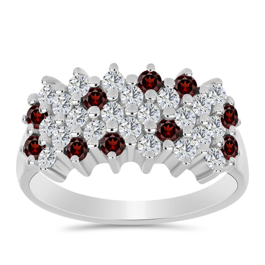 Anillo de Plata con Granate Barton y Topacio Blanco