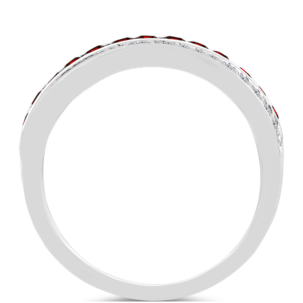 Anillo de Plata con Granate Barton y Topacio Blanco