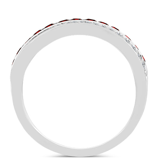 Anillo de Plata con Granate Barton y Topacio Blanco