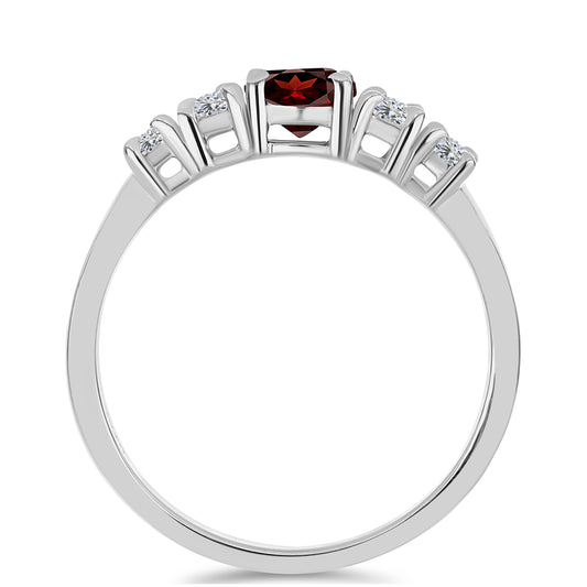 Anillo de Plata con Granate Barton y Topacio Blanco