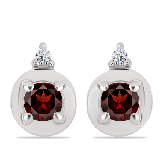 Pendientes de Plata con Granate Barton y Topacio Blanco