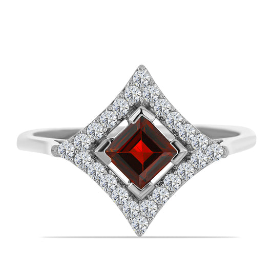 Anillo de Plata con Granate Barton y Topacio Blanco