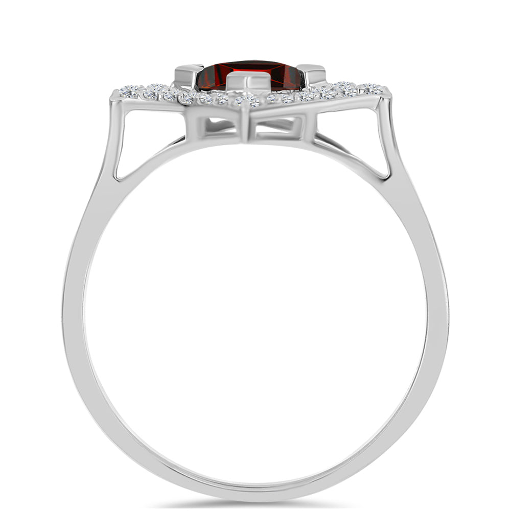 Anillo de Plata con Granate Barton y Topacio Blanco 2 