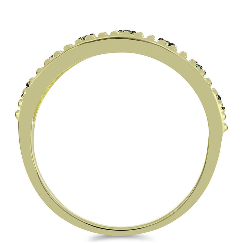 Anillo de Plata Bañada en Oro con Diamante Verde 2 