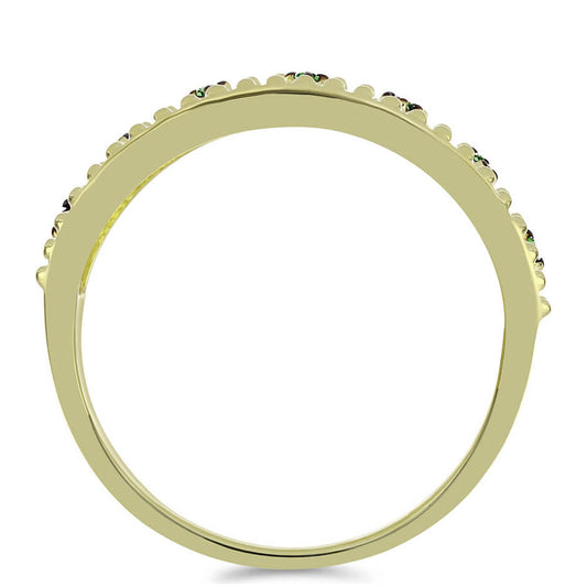 Anillo de Plata Bañada en Oro con Diamante Verde