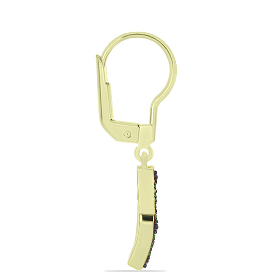 Pendientes de Plata Bañada en Oro con Diamante Verde