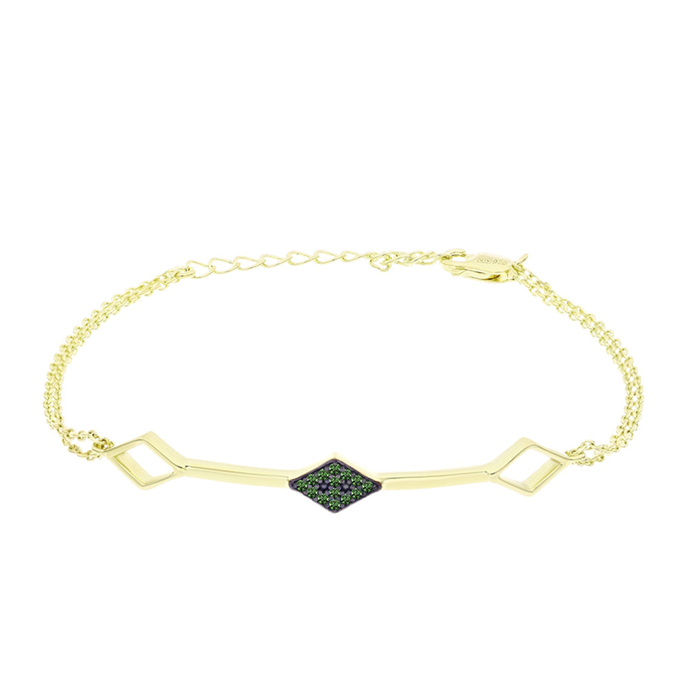 Pulsera de Plata Bañada en Oro con Diamante Verde 1 