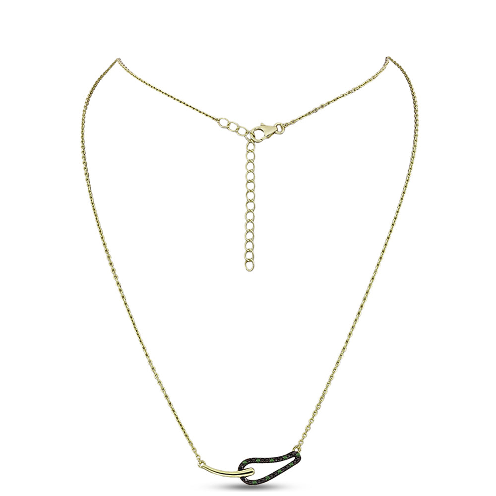 Collar de Plata Bañada en Oro con Diamante Verde