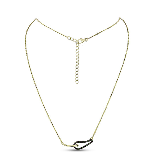 Collar de Plata Bañada en Oro con Diamante Verde