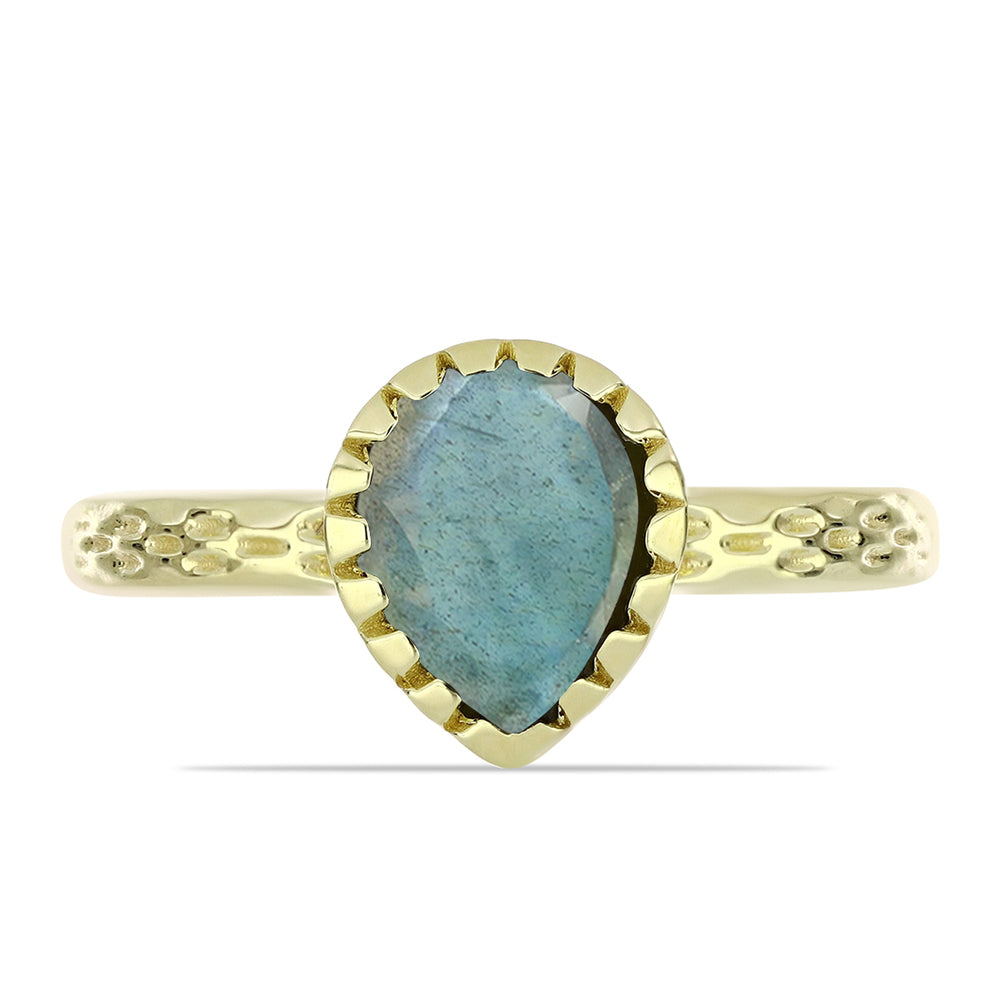 Anillo de Plata Bañada en Oro con Labradorita 1 