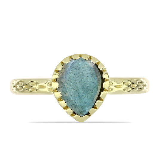 Anillo de Plata Bañada en Oro con Labradorita