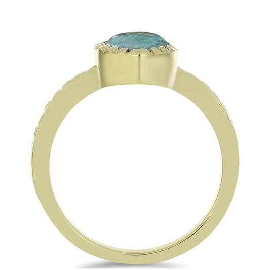 Anillo de Plata Bañada en Oro con Labradorita