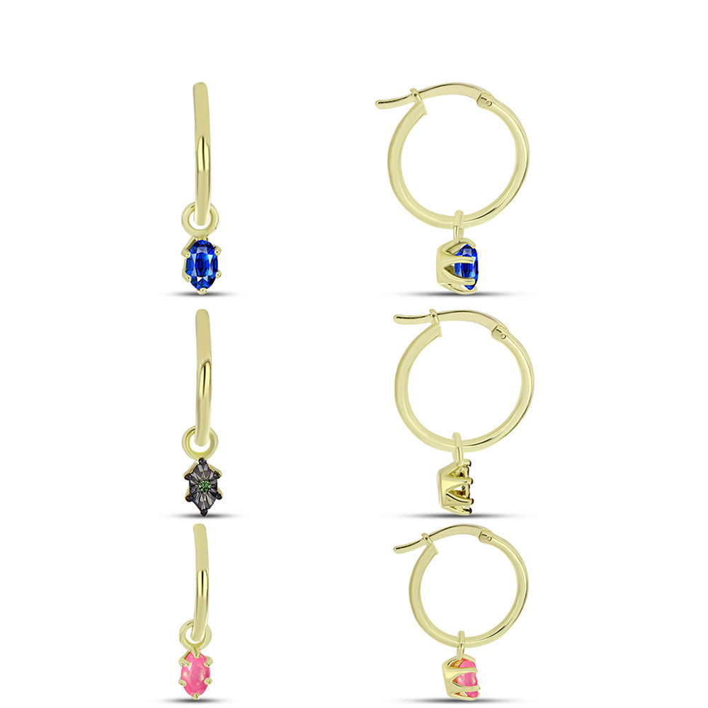 Conjunto de Plata Bañada en Oro con Zafiro Azul Australiano y Ópalo Rosa de Lega Dembi ( Pendientes )