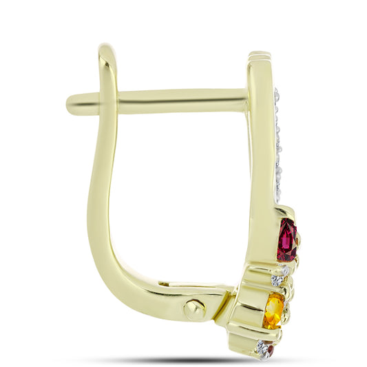 Pendientes de Plata Bañada en Oro con Chakra Turmalina y Topacio Blanco