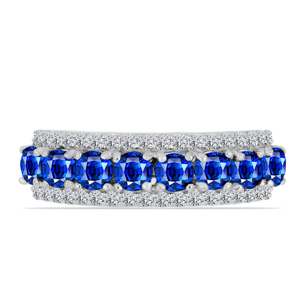 Anillo de Plata con Zafiro Azul Australiano y Topacio Blanco 1 