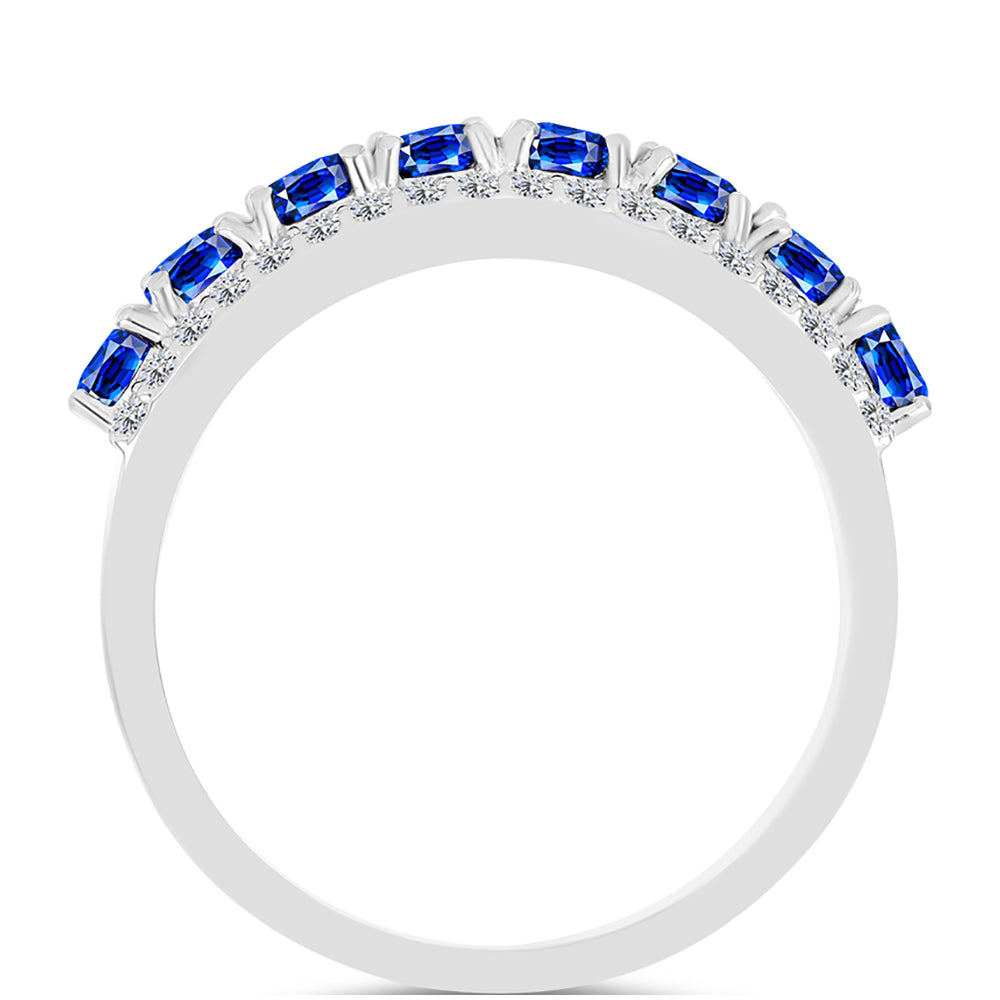 Anillo de Plata con Zafiro Azul Australiano y Topacio Blanco 2 