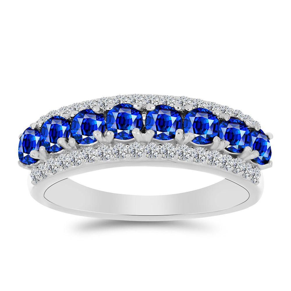 Anillo de Plata con Zafiro Azul Australiano y Topacio Blanco 3 