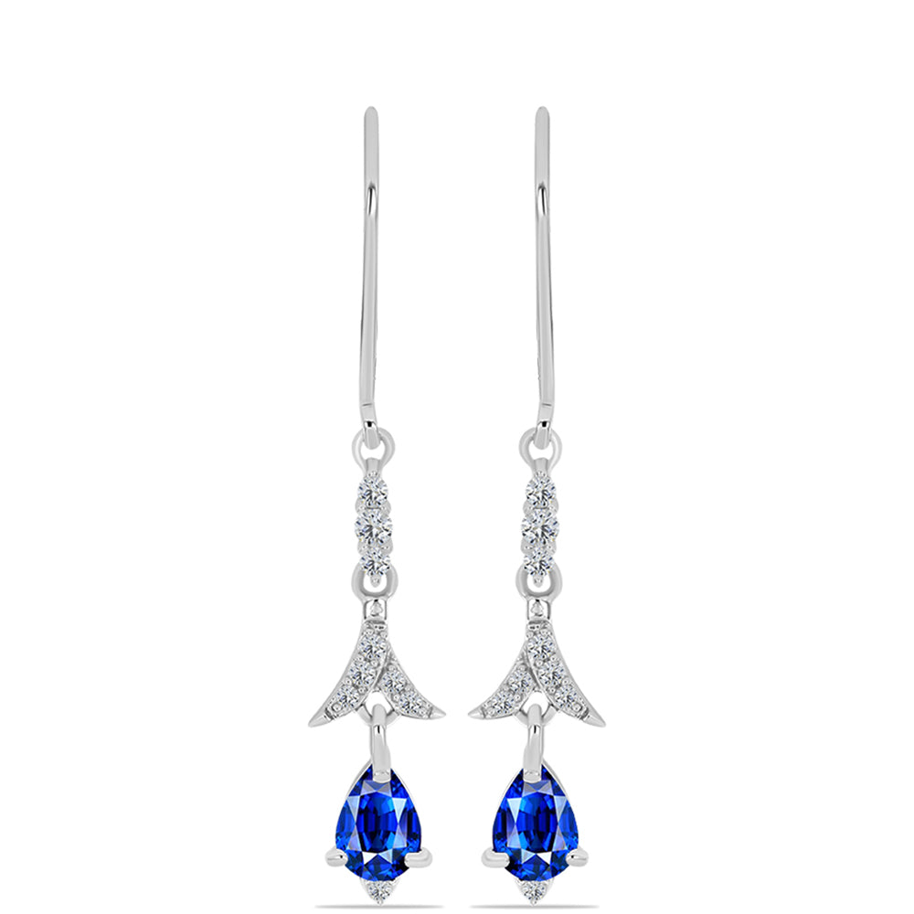 Pendientes de Plata con Zafiro Azul Australiano y Topacio Blanco