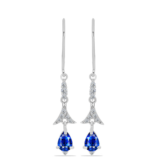 Pendientes de Plata con Zafiro Azul Australiano y Topacio Blanco