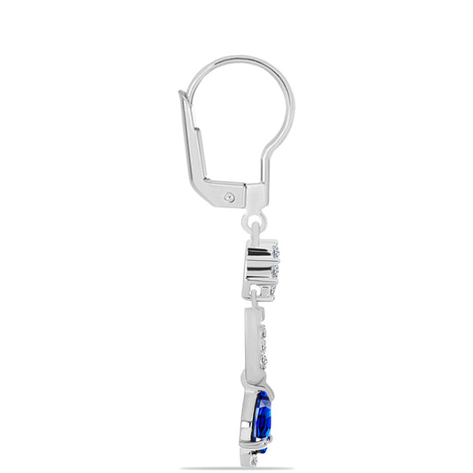 Pendientes de Plata con Zafiro Azul Australiano y Topacio Blanco
