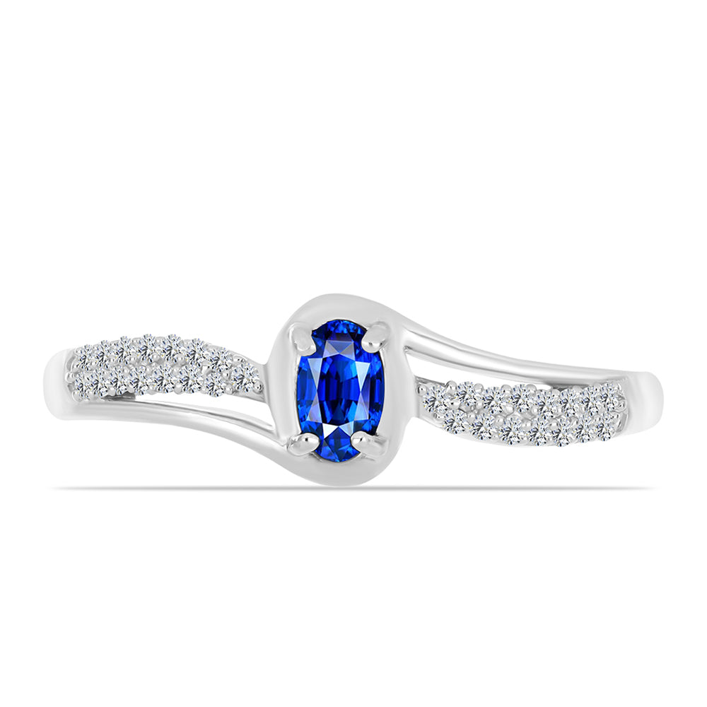Anillo de Plata con Zafiro Azul Australiano y Topacio Blanco