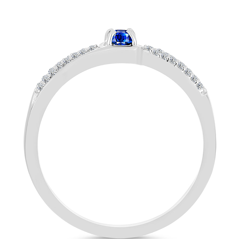 Anillo de Plata con Zafiro Azul Australiano y Topacio Blanco